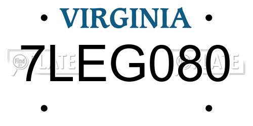 7LEG080 Virginia License Plate