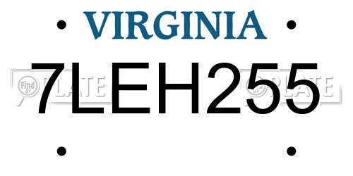 7LEH255 Virginia License Plate