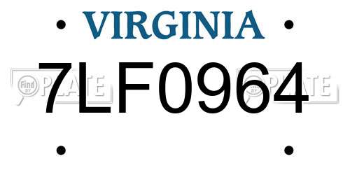 7LF0964 Virginia License Plate