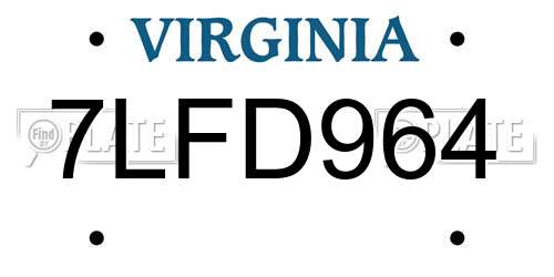 7LFD964 Virginia License Plate