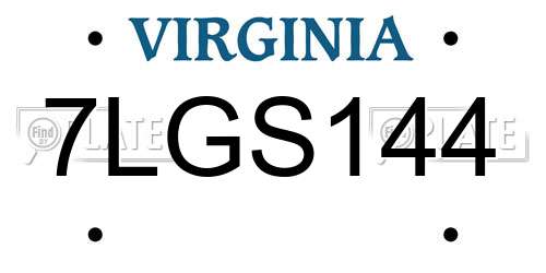 7LGS144 Virginia License Plate