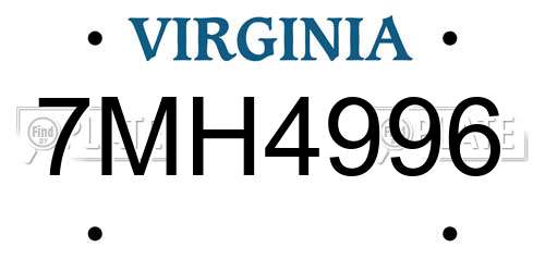 7MH4996 Virginia License Plate