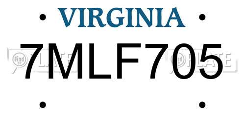7MLF705 Virginia License Plate