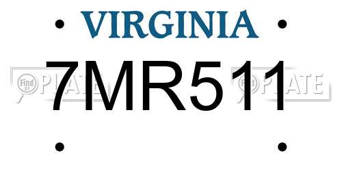 7MR511 Virginia License Plate