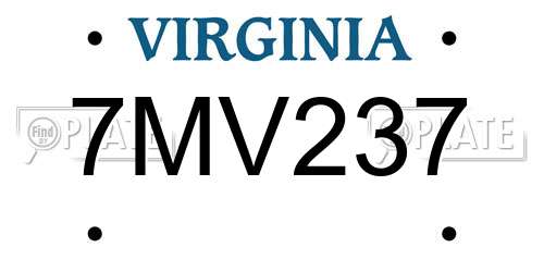 7MV237 Virginia License Plate