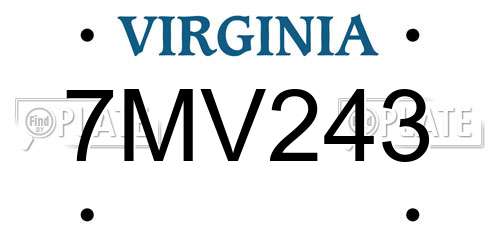 7MV243 Virginia License Plate