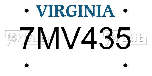 7MV435 Virginia License Plate