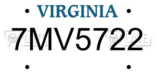 7MV5722 Virginia License Plate