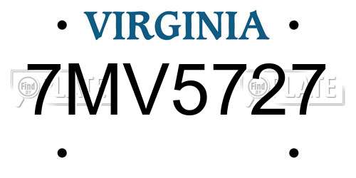 7MV5727 Virginia License Plate