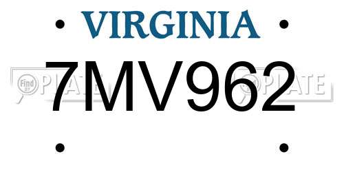 7MV962 Virginia License Plate
