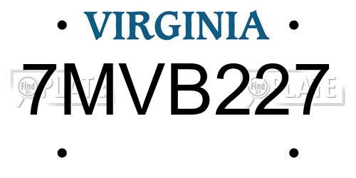 7MVB227 Virginia License Plate