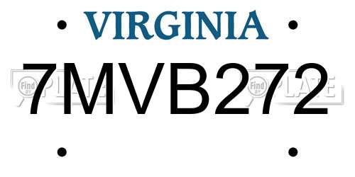 7MVB272 Virginia License Plate