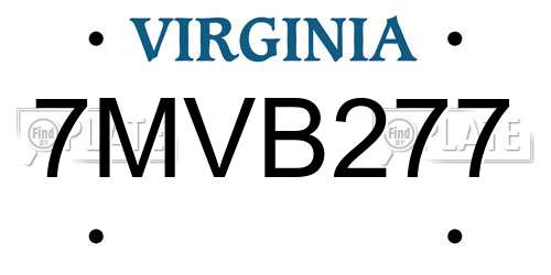 7MVB277 Virginia License Plate