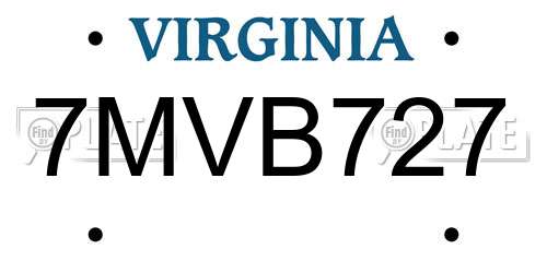7MVB727 Virginia License Plate