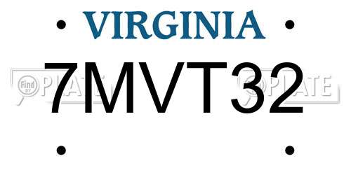 7MVT32 Virginia License Plate
