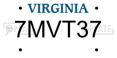 7MVT37 Virginia License Plate