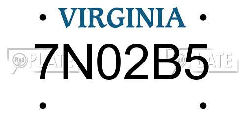 7N02B5 Virginia License Plate