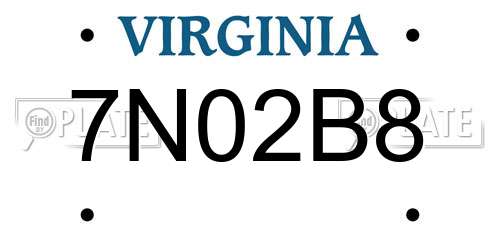 7N02B8 Virginia License Plate