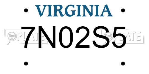 7N02S5 Virginia License Plate
