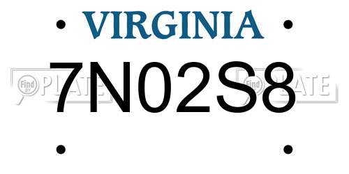 7N02S8 Virginia License Plate