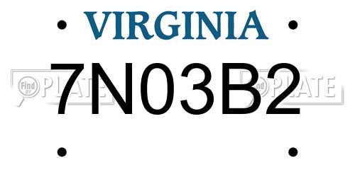 7N03B2 Virginia License Plate