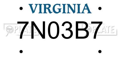 7N03B7 Virginia License Plate