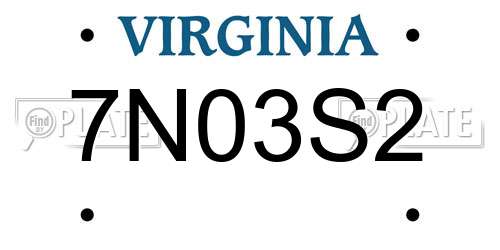 7N03S2 Virginia License Plate
