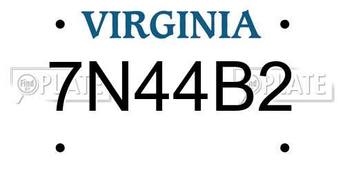 7N44B2 Virginia License Plate
