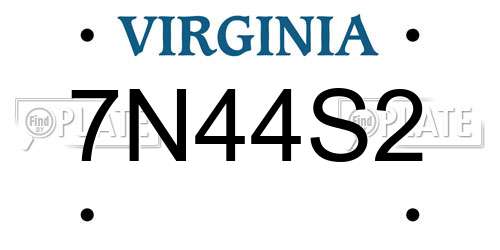 7N44S2 Virginia License Plate