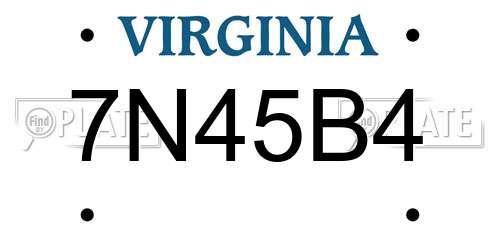 7N45B4 Virginia License Plate