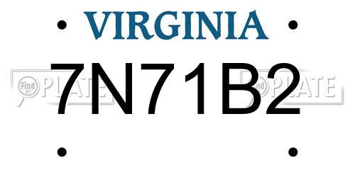 7N71B2 Virginia License Plate