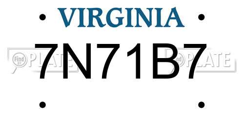 7N71B7 Virginia License Plate