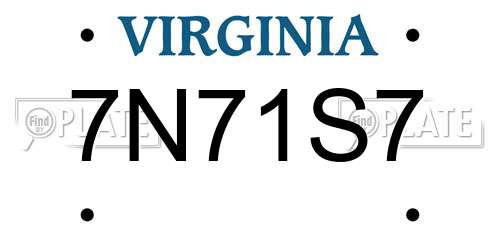 7N71S7 Virginia License Plate