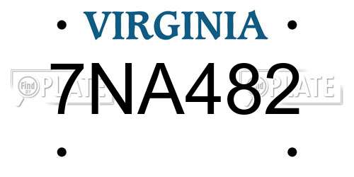 7NA482 Virginia License Plate