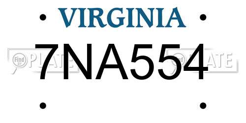 7NA554 Virginia License Plate