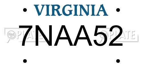 7NAA52 Virginia License Plate