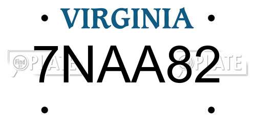 7NAA82 Virginia License Plate