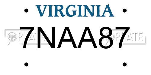 7NAA87 Virginia License Plate
