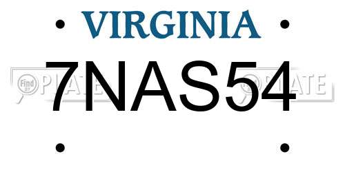 7NAS54 Virginia License Plate