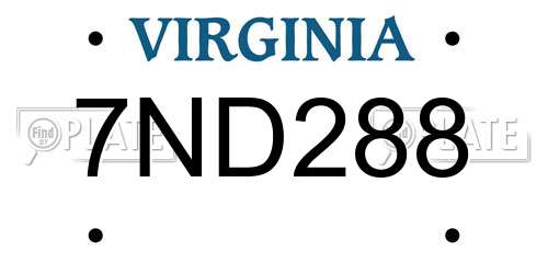 7ND288 Virginia License Plate