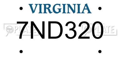 7ND320 Virginia License Plate