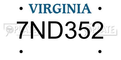 7ND352 Virginia License Plate