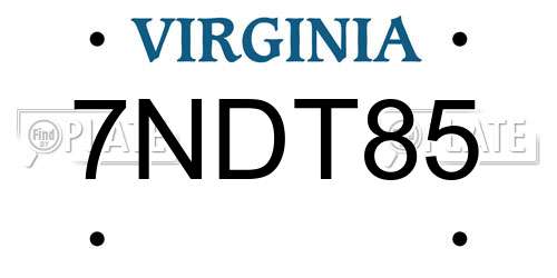 7NDT85 Virginia License Plate