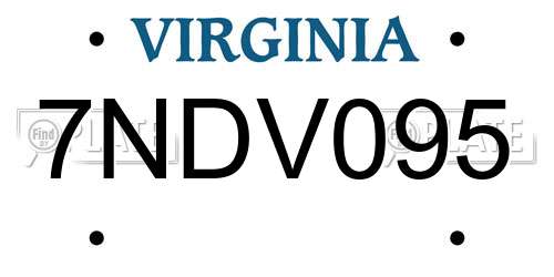 7NDV095 Virginia License Plate