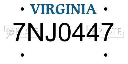 7NJ0447 Virginia License Plate