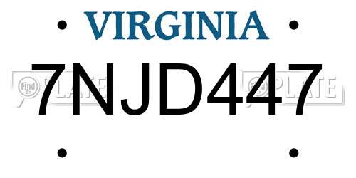 7NJD447 Virginia License Plate