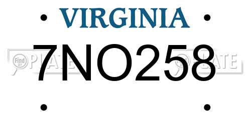 7NO258 Virginia License Plate