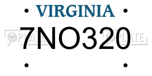 7NO320 Virginia License Plate