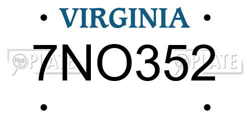 7NO352 Virginia License Plate
