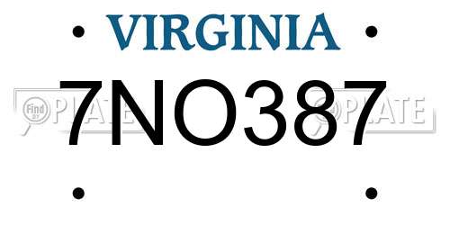 7NO387 Virginia License Plate